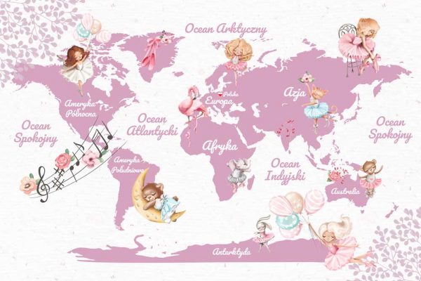 Foto-tapeta mapa świata i wróżki