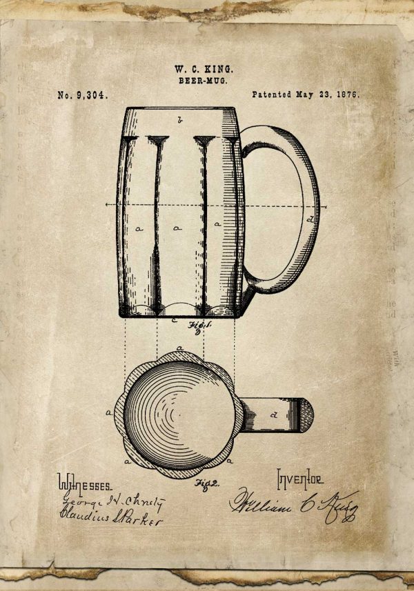 Plakat beer mug - patent z roku 1876