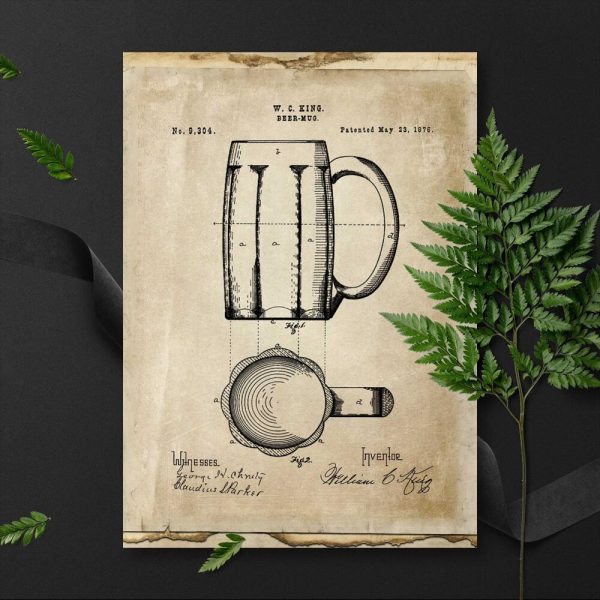 Plakat retro z licencją na kufel do piwa