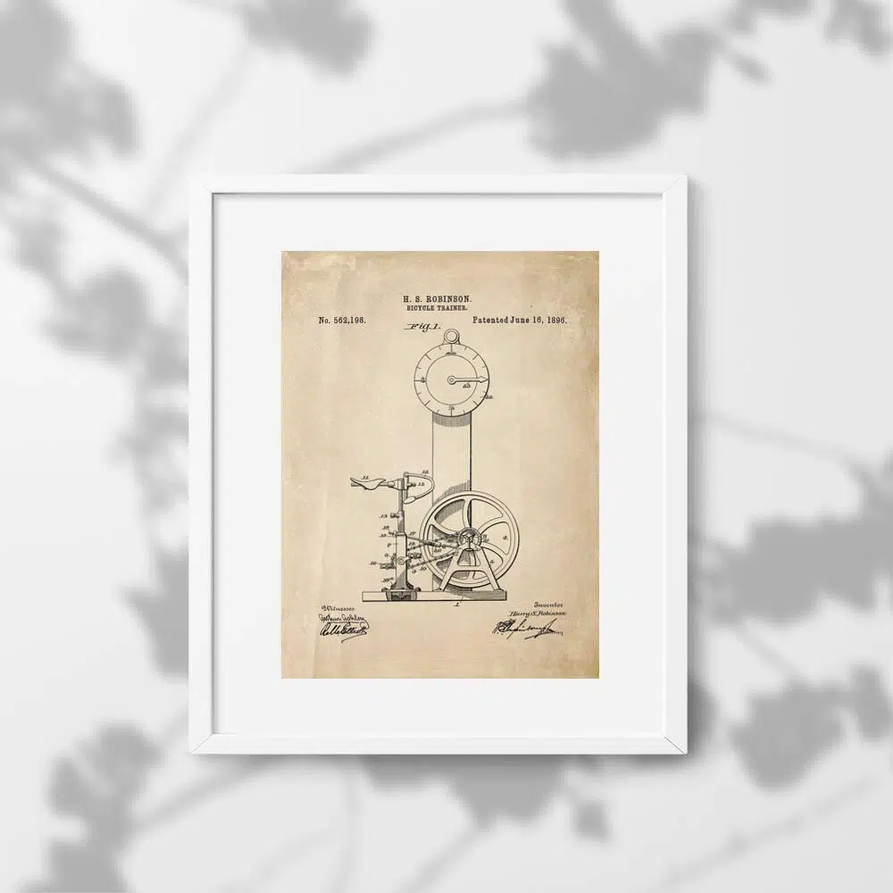 Plakat z koncepcją na rowerek treningowy z XIXw.
