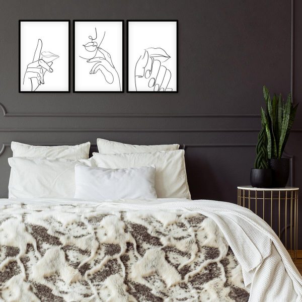 Zestaw plakatów z rysunkiem dłoni i ust