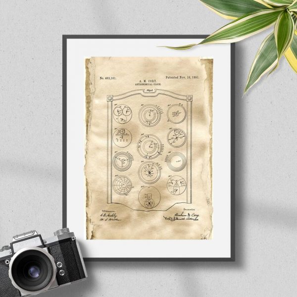 Poster z zegarem planetarnym