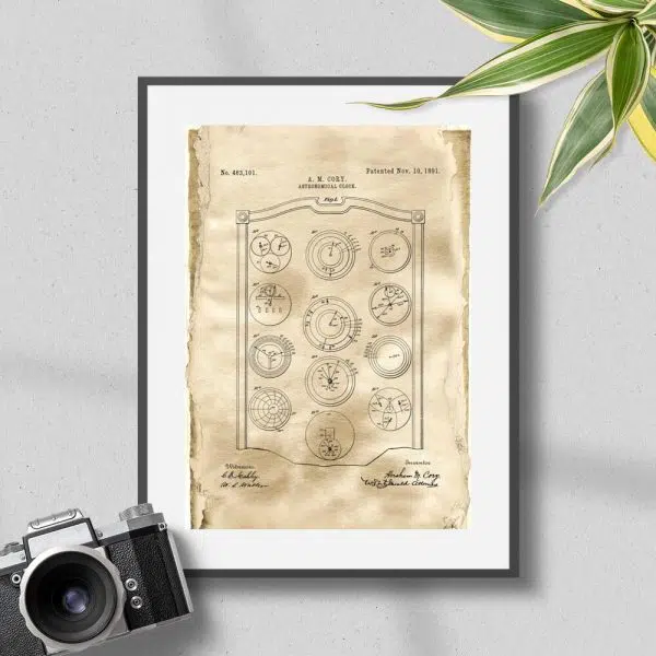 Poster z zegarem planetarnym