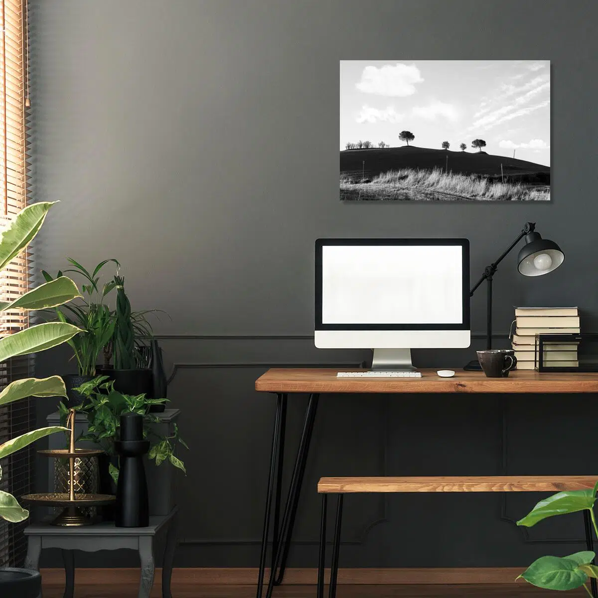 Obraz drzewa na wzgórzach