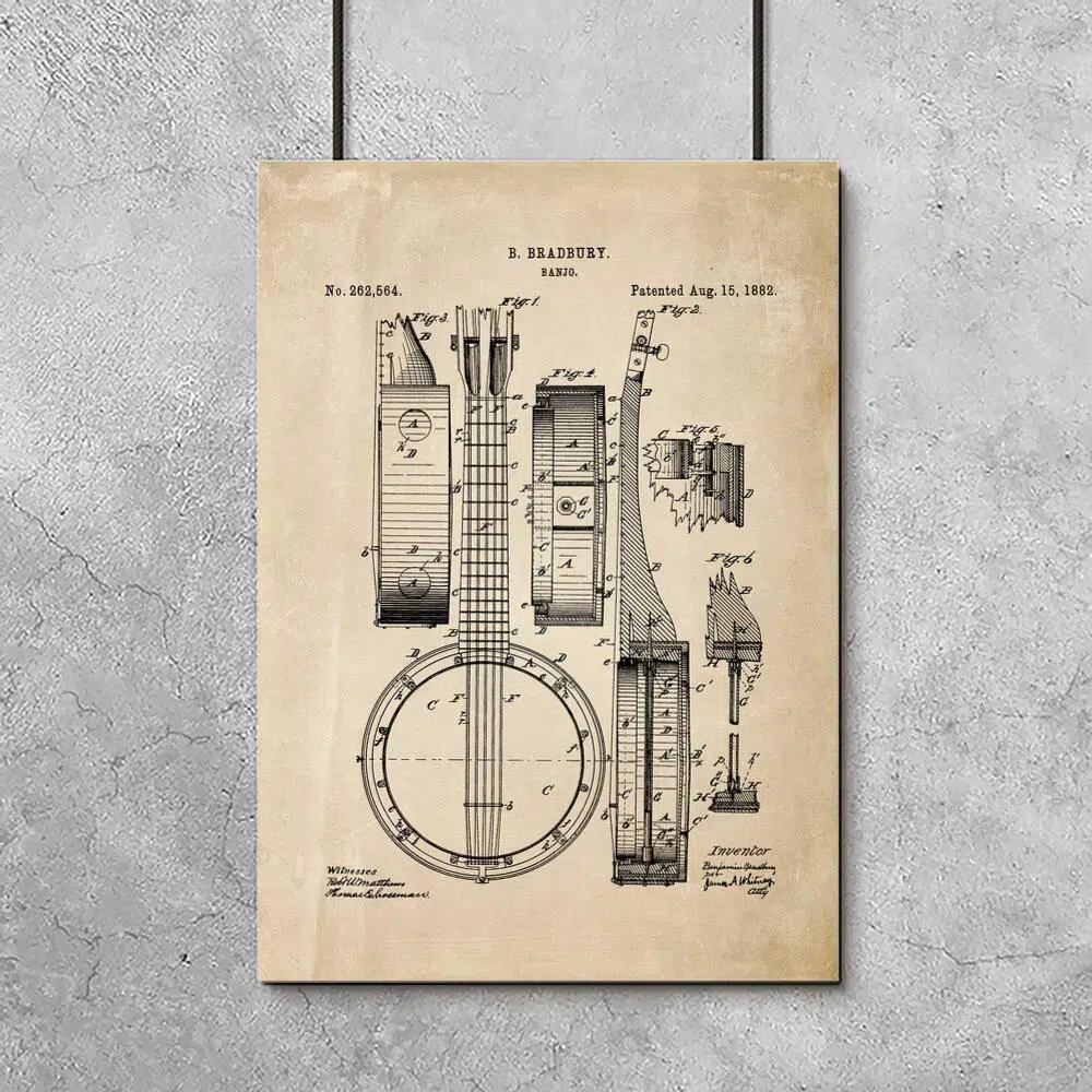 Banjo - Plakat z rysunkiem z 1882 roku do salonu