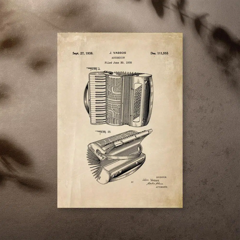 Plakat ze schematem akordeonu