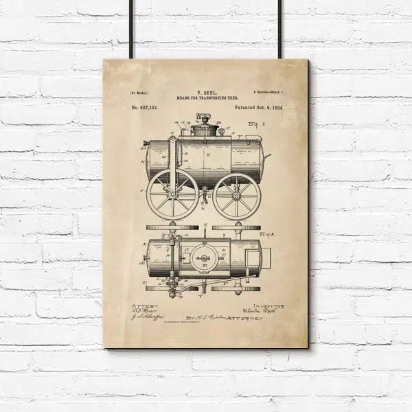 Plakat z patentem na wóz do przewozu piwa