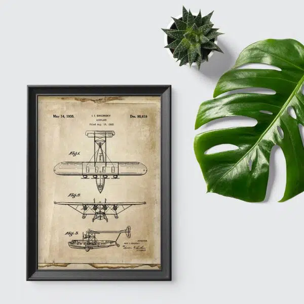 Plakat z samolotem retro