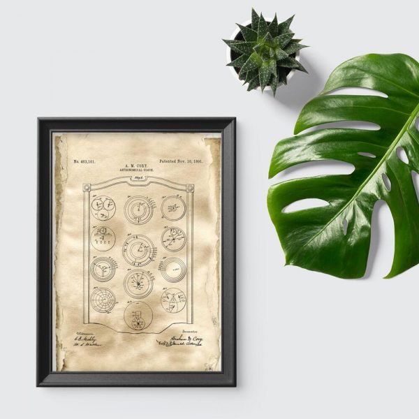 Plakat z patentem w sepii