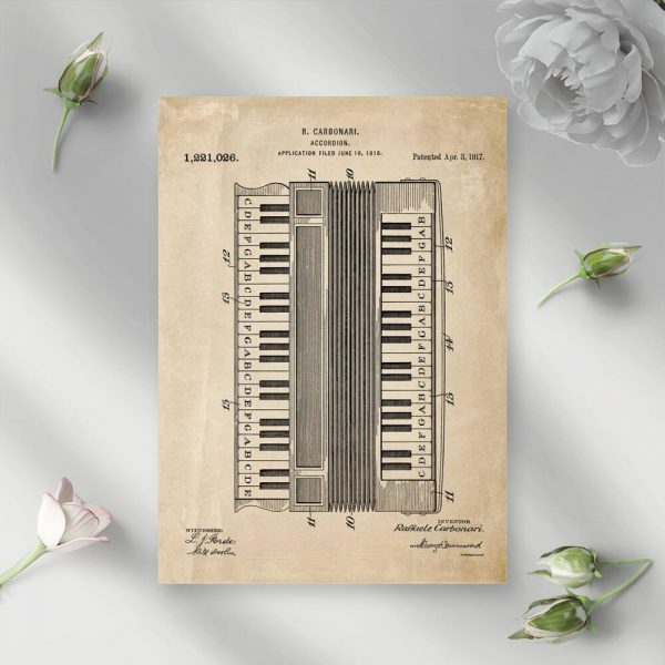 Plakat vintage akordeon Carbonari