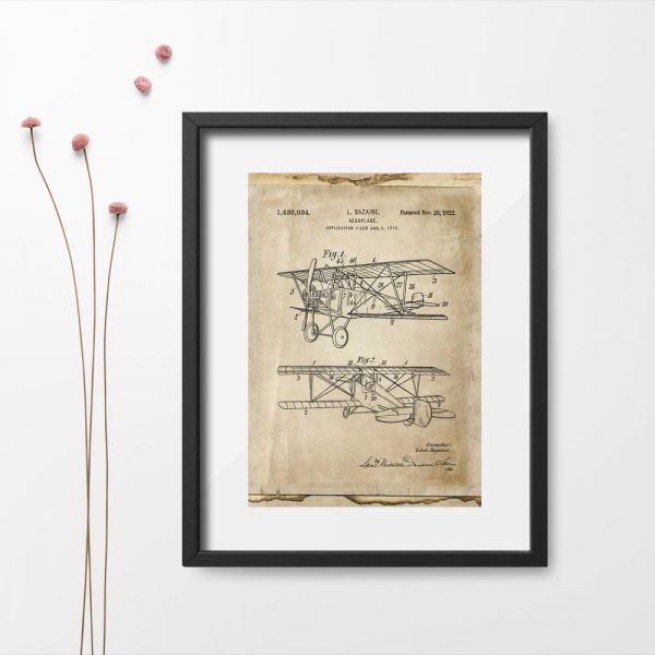 Plakat retro z dwupłatowcem