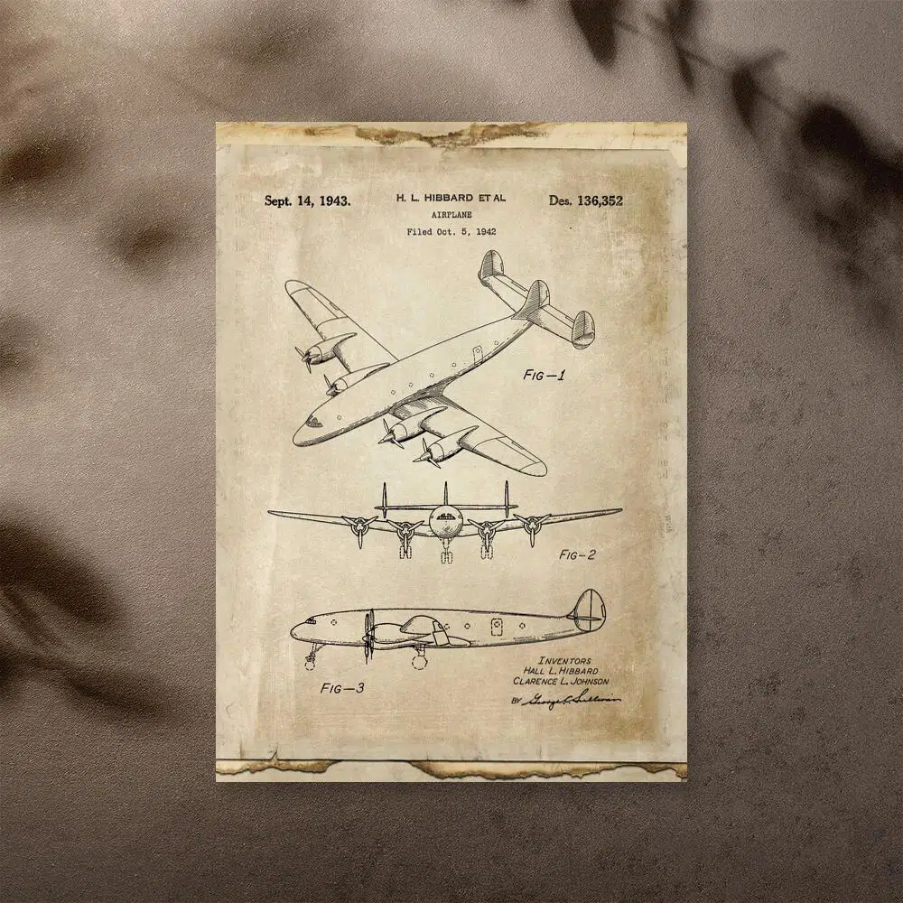 Samolot pasażerki na plakacie - sepia