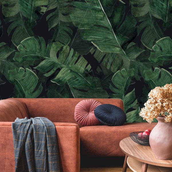 Fototapeta liście z tropików w zielonym kolorze
