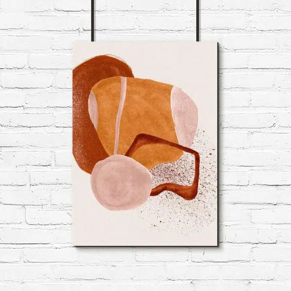 Plakat z brązową abstrakcją do salonu