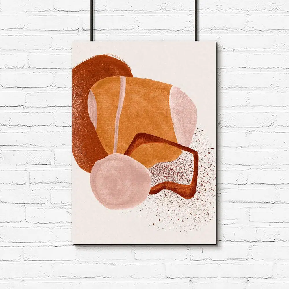 Plakat z brązową abstrakcją do salonu