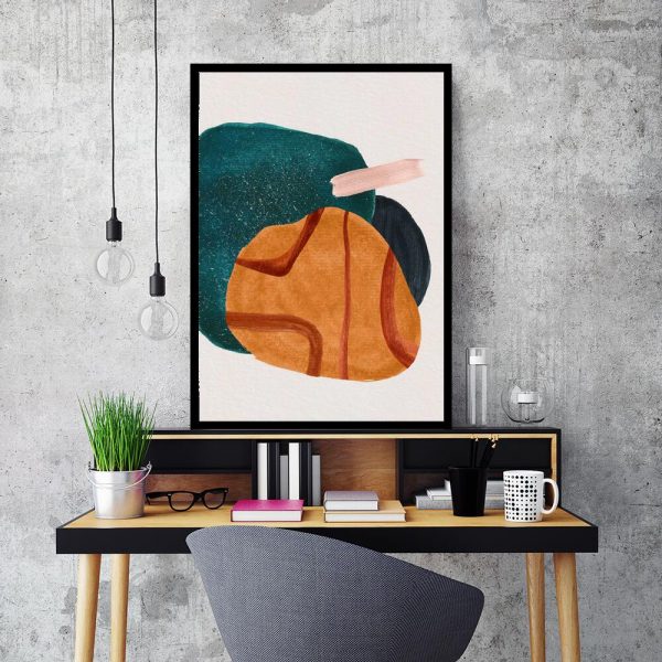 Plakat z pomarańczową abstrakcją do gabinetu