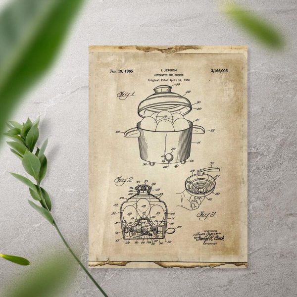 Plakat ze schematem budowy automatu do gotowania jajek