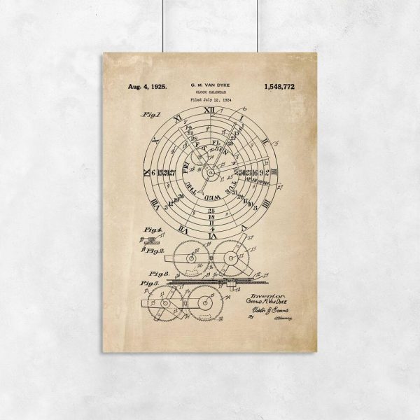 Plakat z kalendarzem mechanicznym - patent