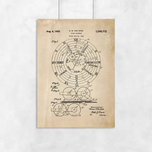 Plakat z kalendarzem mechanicznym - patent