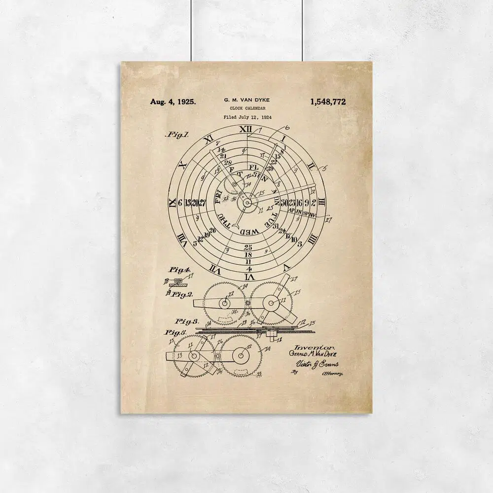 Plakat z kalendarzem mechanicznym - patent