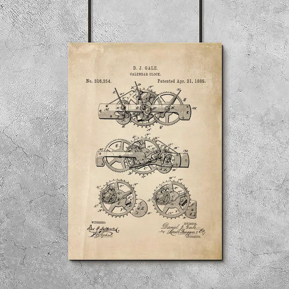 Plakat patent na mechanizm kalendarza