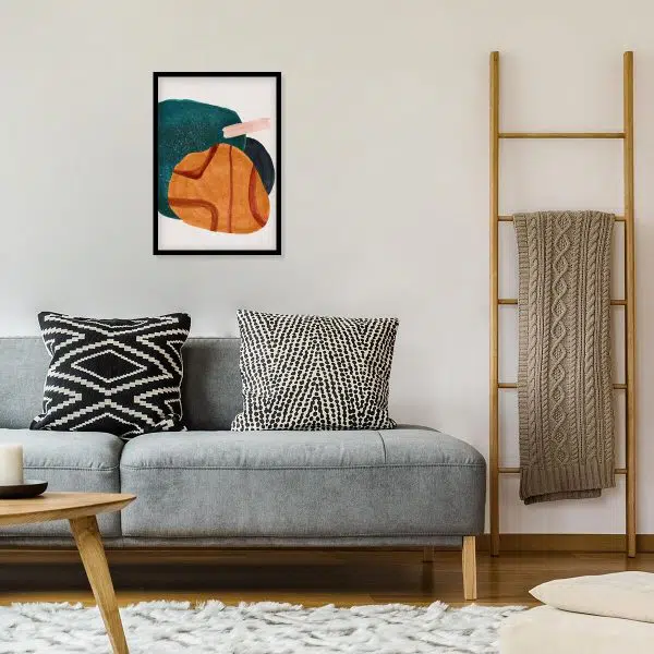 Plakat z pomarańczową abstrakcją do salonu