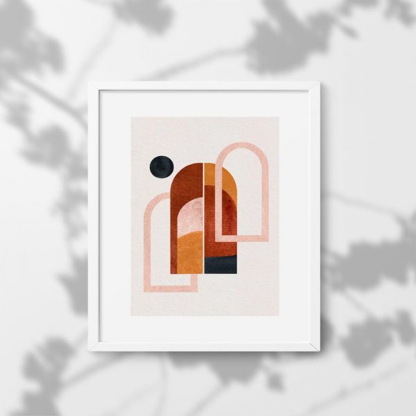 Plakat z motywem kropki i okien