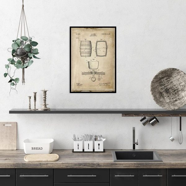 Poster z patentem na beczkę do biura