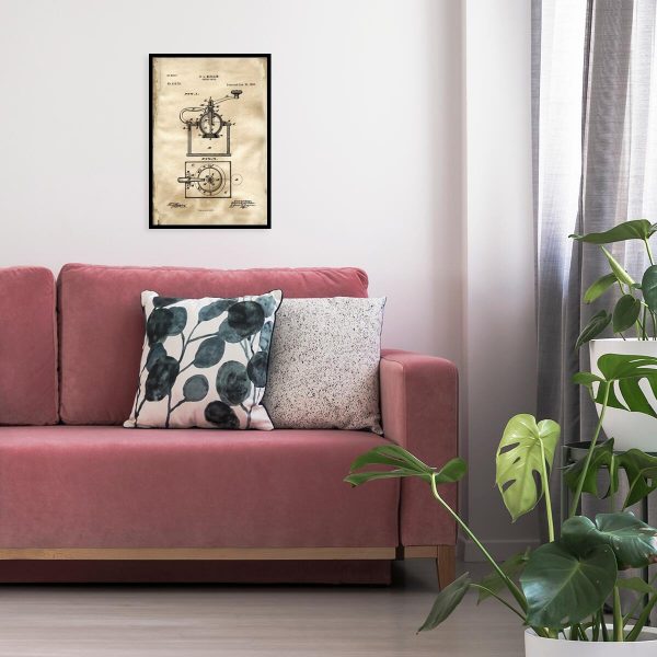 Plakat z patentem na młynek do kawy dla baristy