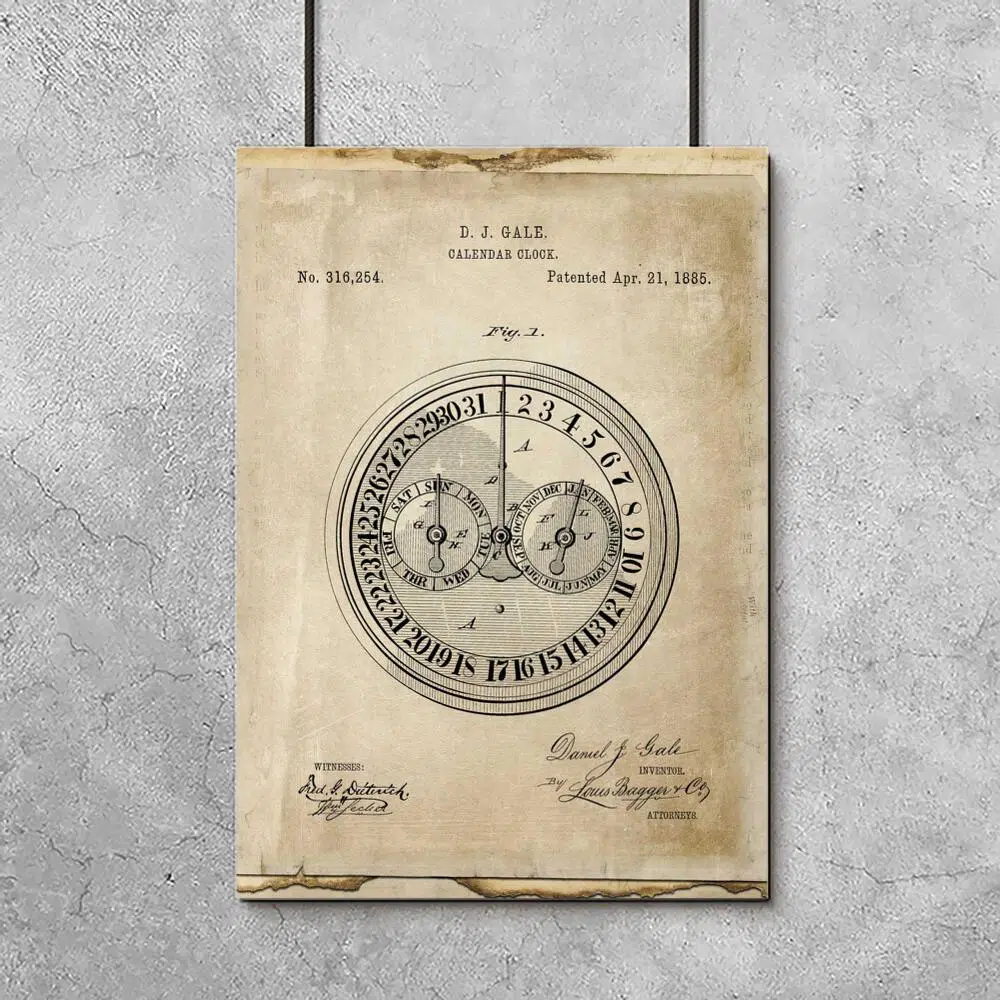 Plakat z patentem na kalendarz