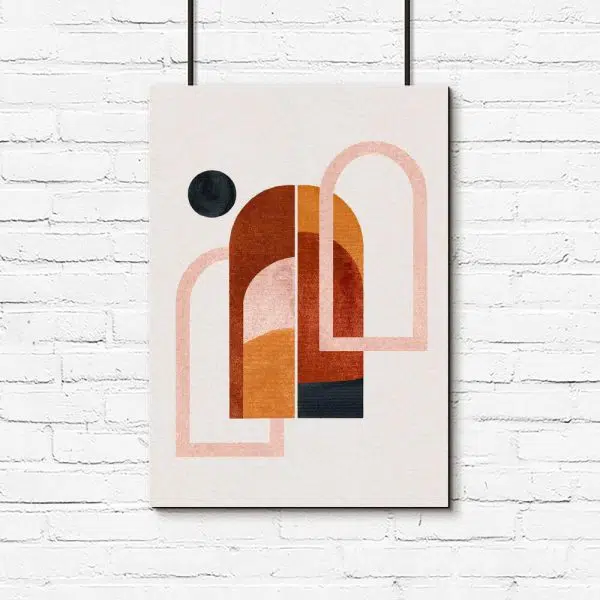 Plakat z oknami i czarną kropką