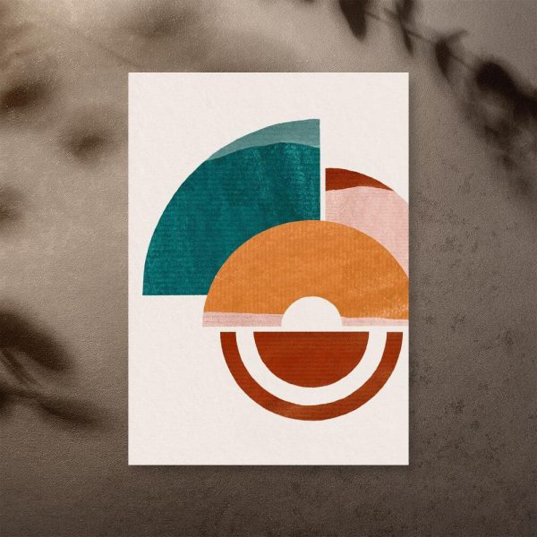 Plakat półokręgi i ćwiartki okręgów na pastelowym tle