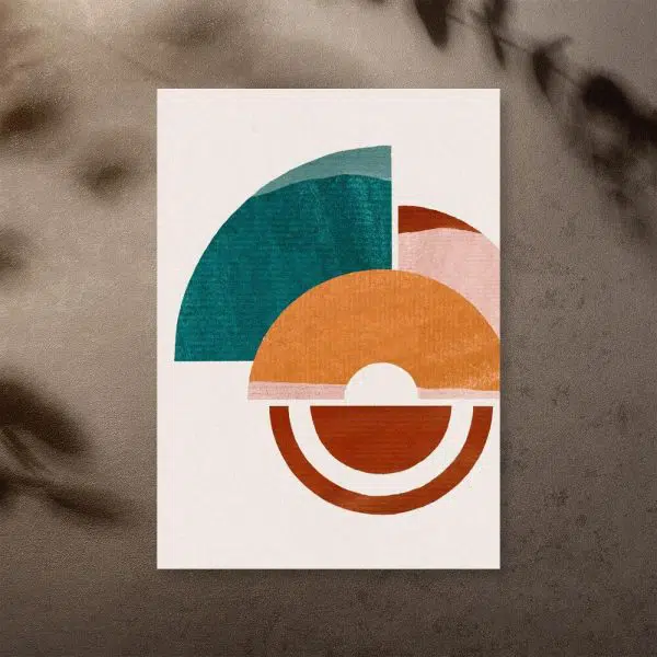 Plakat półokręgi i ćwiartki okręgów na pastelowym tle