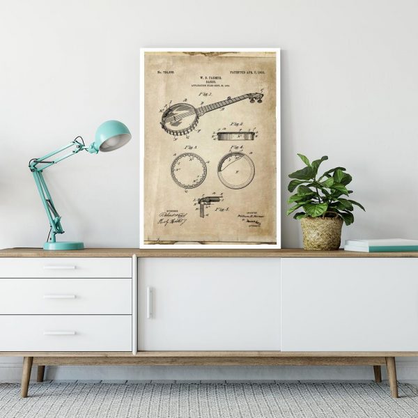 Plakat retro - Gitara basowa do biura