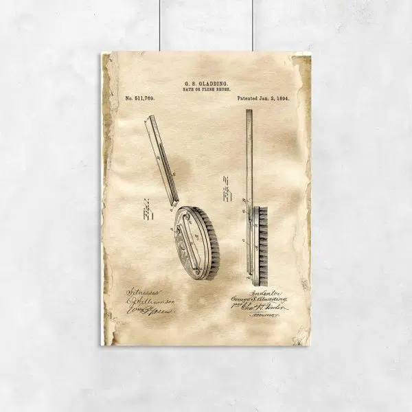 Poster z rysunkiem opisowym szczotki do gabinetu