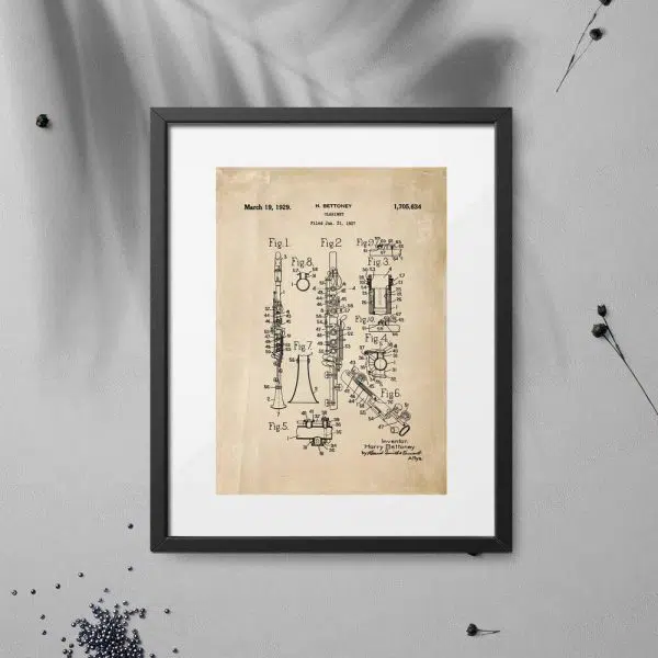 Plakat schemat budowy klarnetu