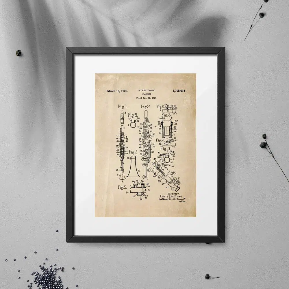 Plakat schemat budowy klarnetu