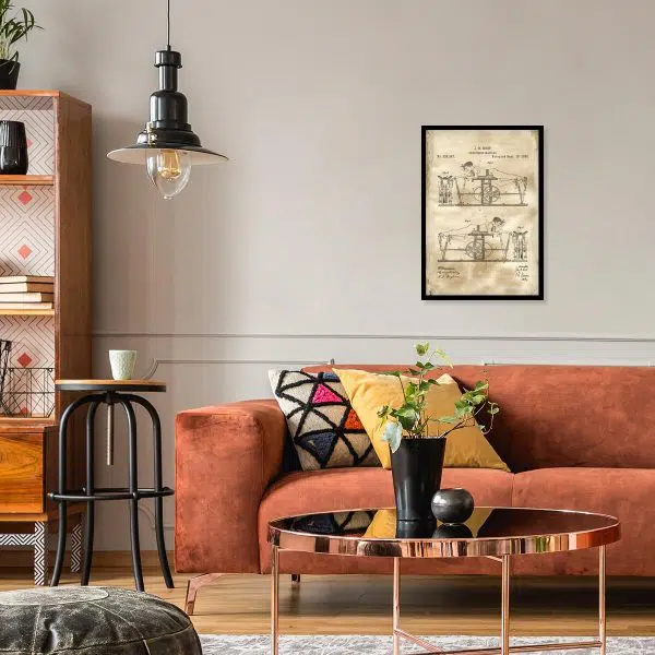 Plakat retro na siłownię z maszyna do ćwiczeń na prezent