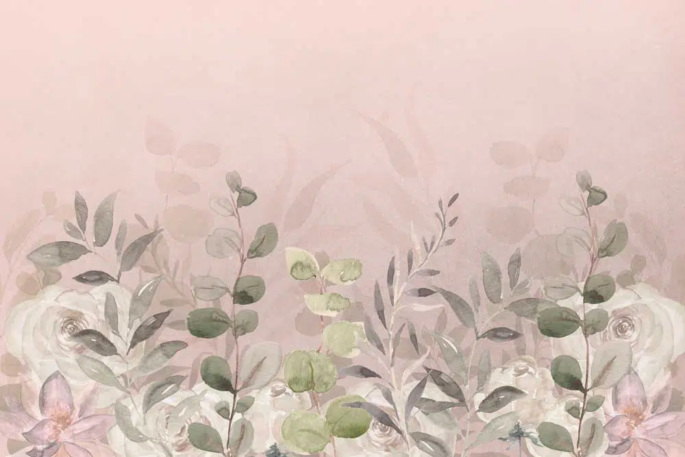 Różowa fototapeta w liście