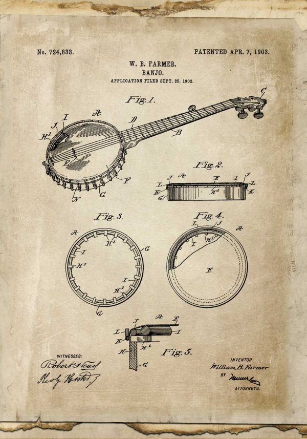 Plakat retro z gitarą basową