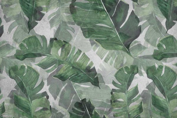 Tapeta zielone liście z dżungli do salonu