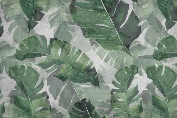 Tapeta zielone liście z dżungli do salonu