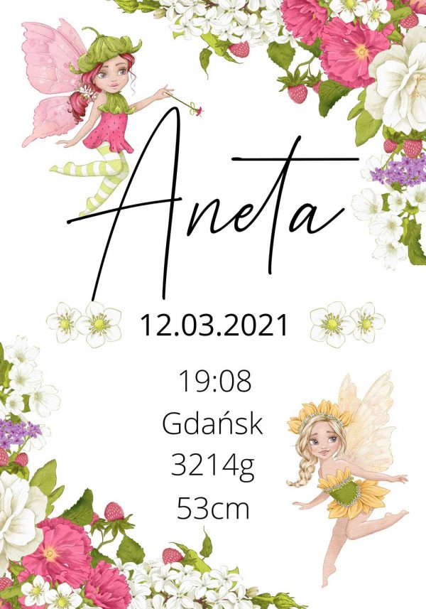 Dziewczęca metryczka - plakat