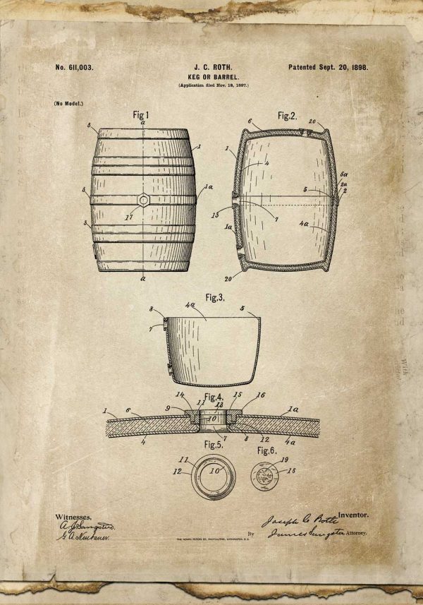 Poster z patentem na beczkę