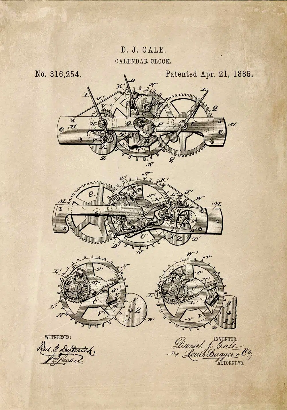 Plakat vintage model kalendarza mechanicznego