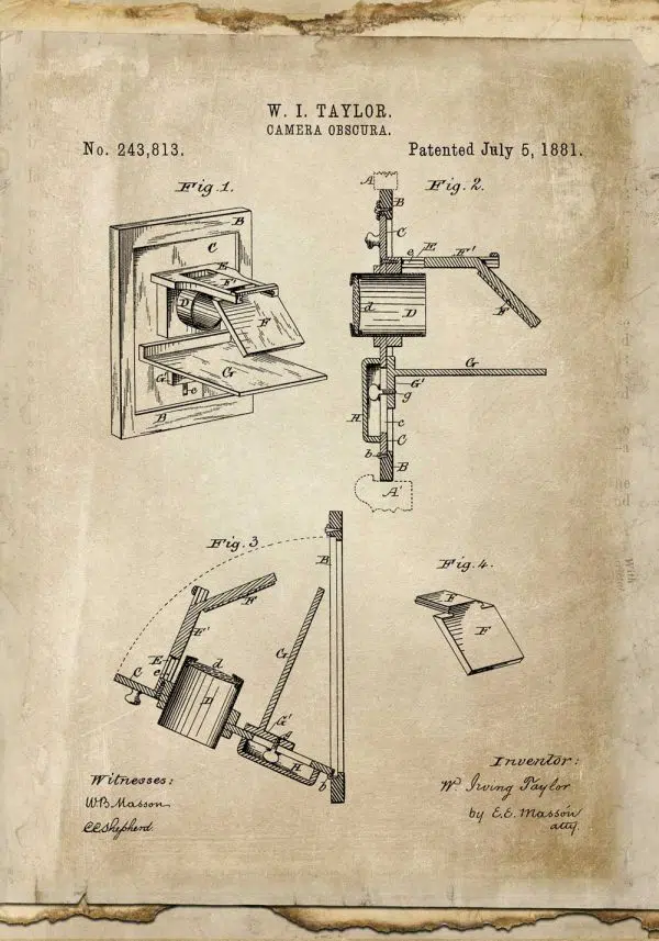Plakat w sepii - kamera obscura