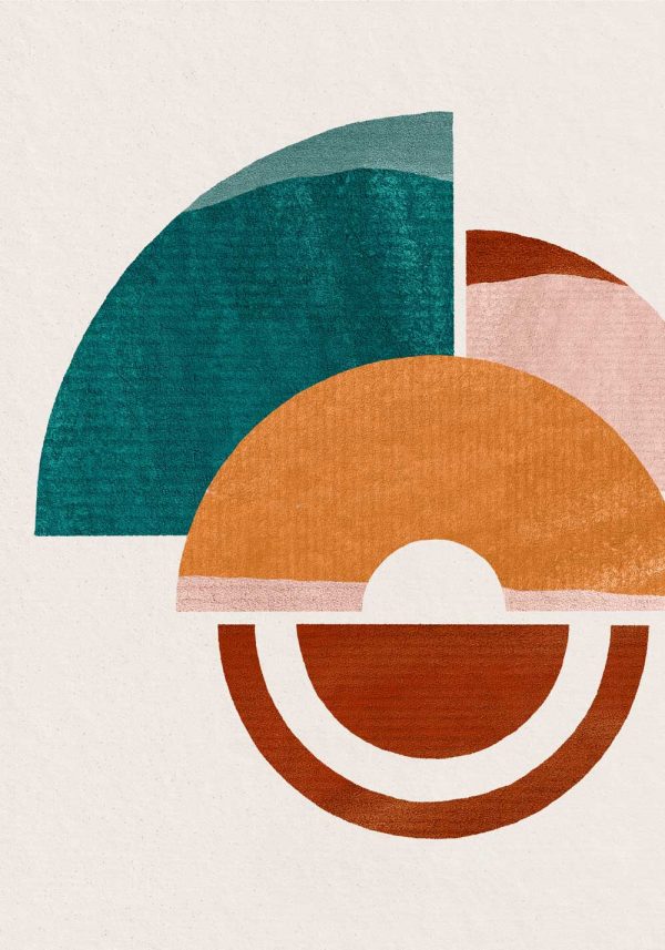 Plakat z półokręgami w pomarańczowo-brązowych kolorach