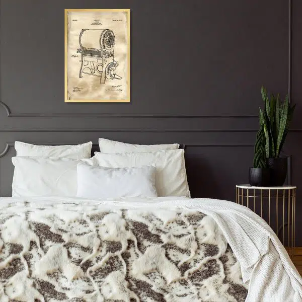 Plakat z rysunkiem opisowym pieca do kawy z 1913 roku do kuchni