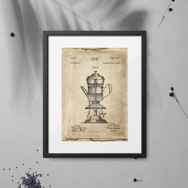 Plakat patent na ekspres do kawy