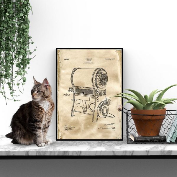 Plakat z rysunkiem opisowym pieca do kawy z 1913 roku do jadalni